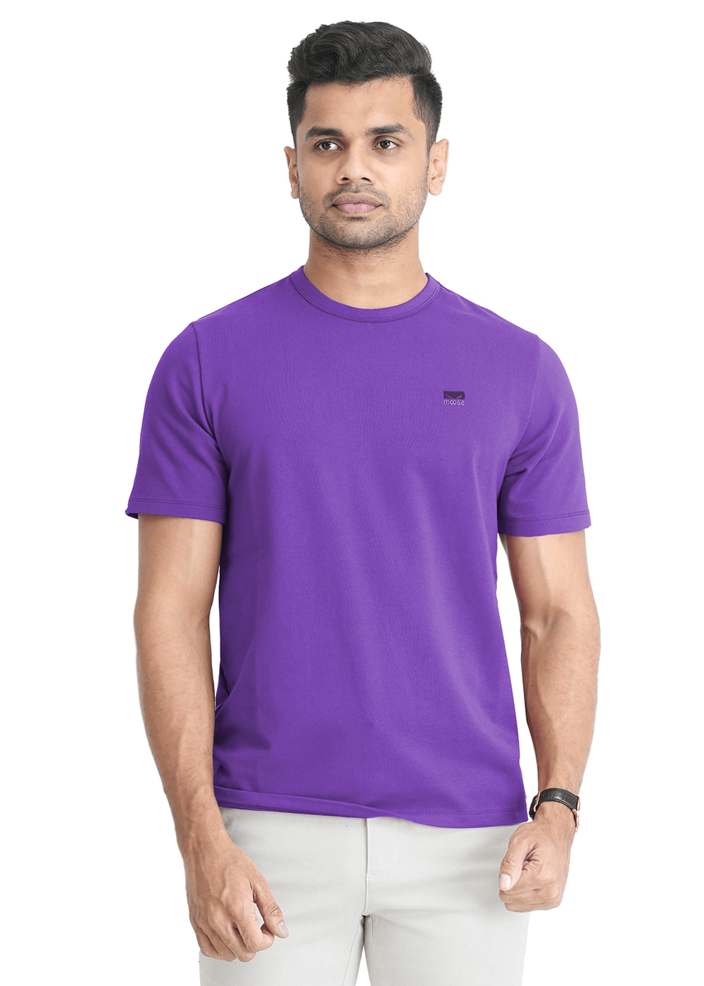 Moose Comfort Fit Crew Neck T Shirt - Purple