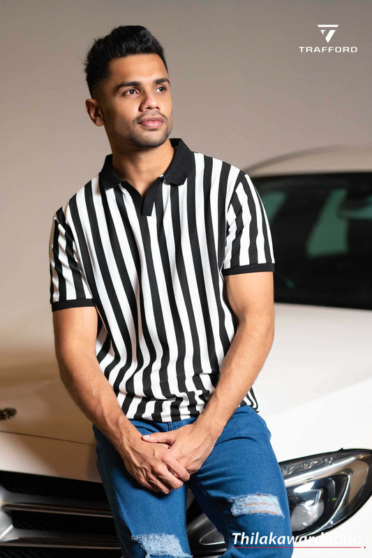 Trafford Textura Striped Classic Polo T Shirt