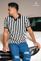 Trafford Textura Striped Classic Polo T Shirt