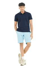 Moose Men’s Minimal Stripe Polo T-Shirt - Space Blue