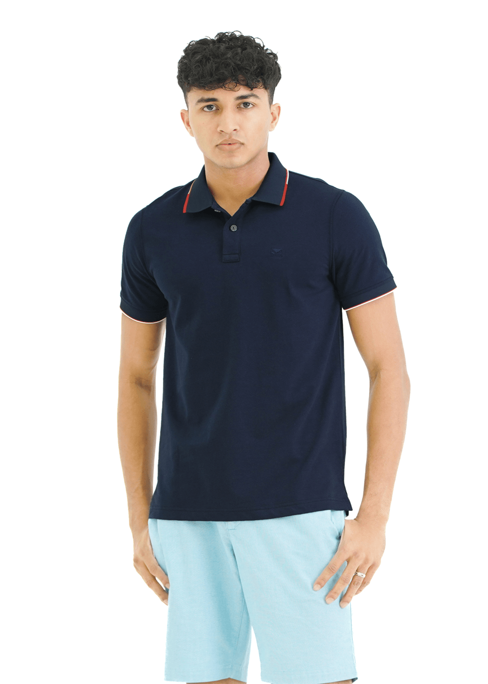 Moose Men’s Minimal Stripe Polo T-Shirt - Space Blue