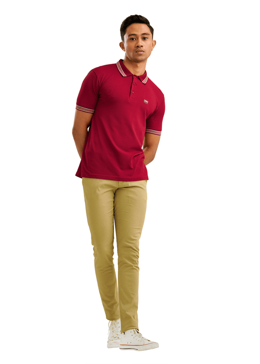 Moose Men’s Solid Seamless Polo T-Shirt – Jalapeno Red