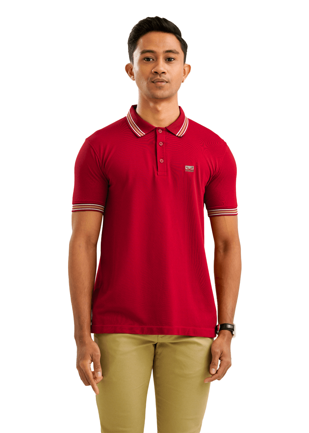 Moose Men’s Solid Seamless Polo T-Shirt – Jalapeno Red