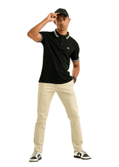 Moose Men’s Solid Seamless Polo T-Shirt – Jet Black