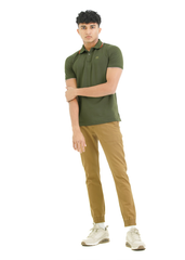 Moose Men’s Minimal Stripe Polo T-Shirt - Dark Olive