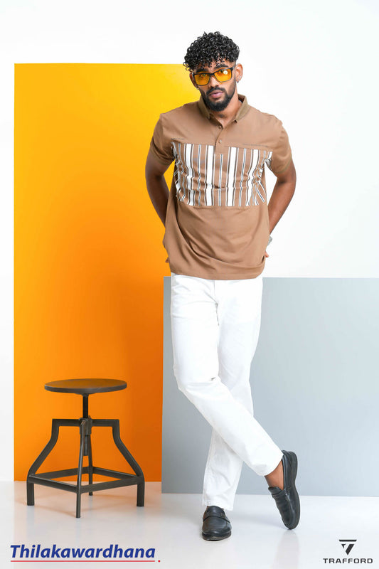 Trafford Bold Striped Polo T Shirt