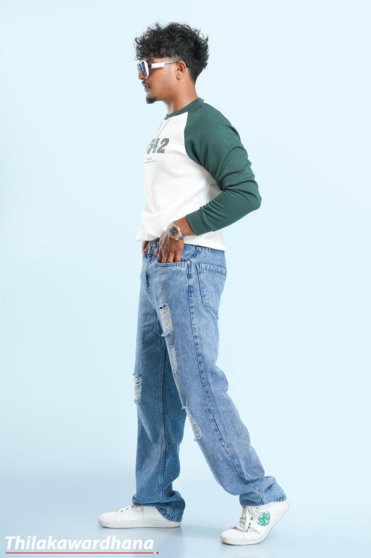 Men's Light Washed Ripped Regular Fit Jean