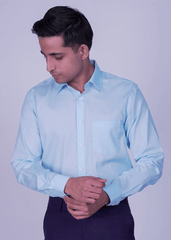 Emerald Long Sleeve Formal Slim Fit Shirt  - B Blue