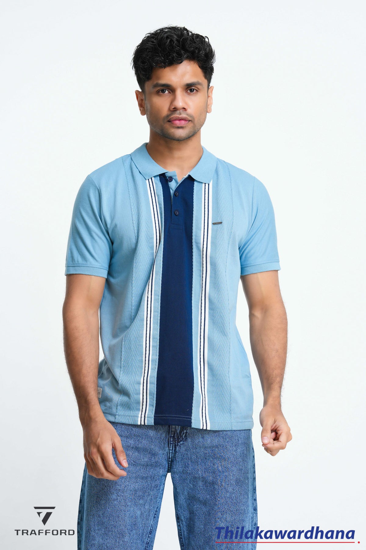 Trafford Skyline Stripe Polo T Shirt