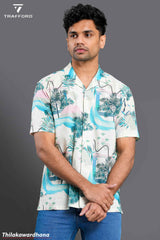 Trafford Printed Short Sleeve Linen Shirt
