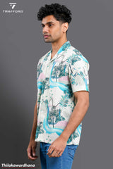 Trafford Printed Short Sleeve Linen Shirt
