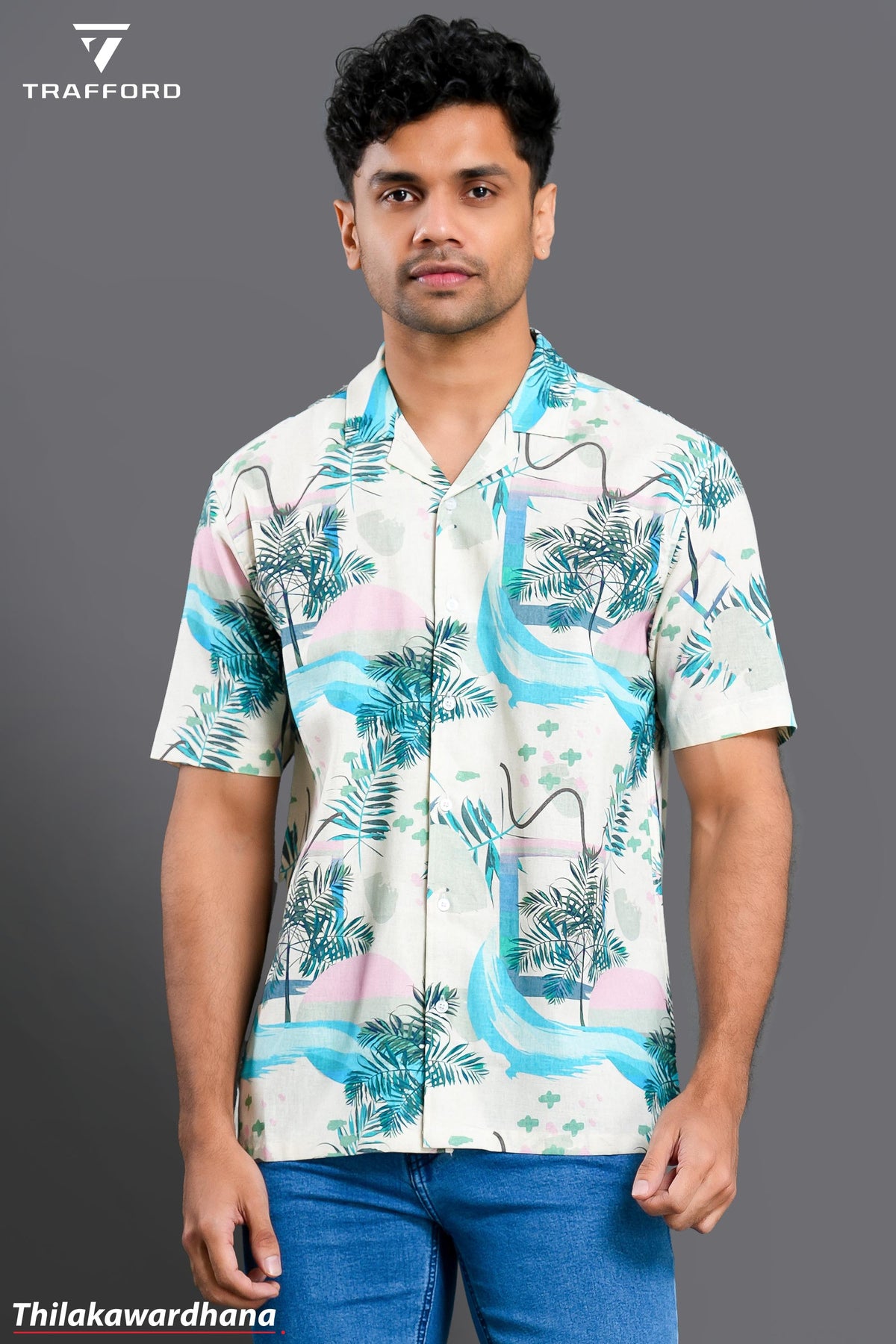 Trafford Printed Short Sleeve Linen Shirt