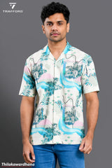 Trafford Printed Short Sleeve Linen Shirt