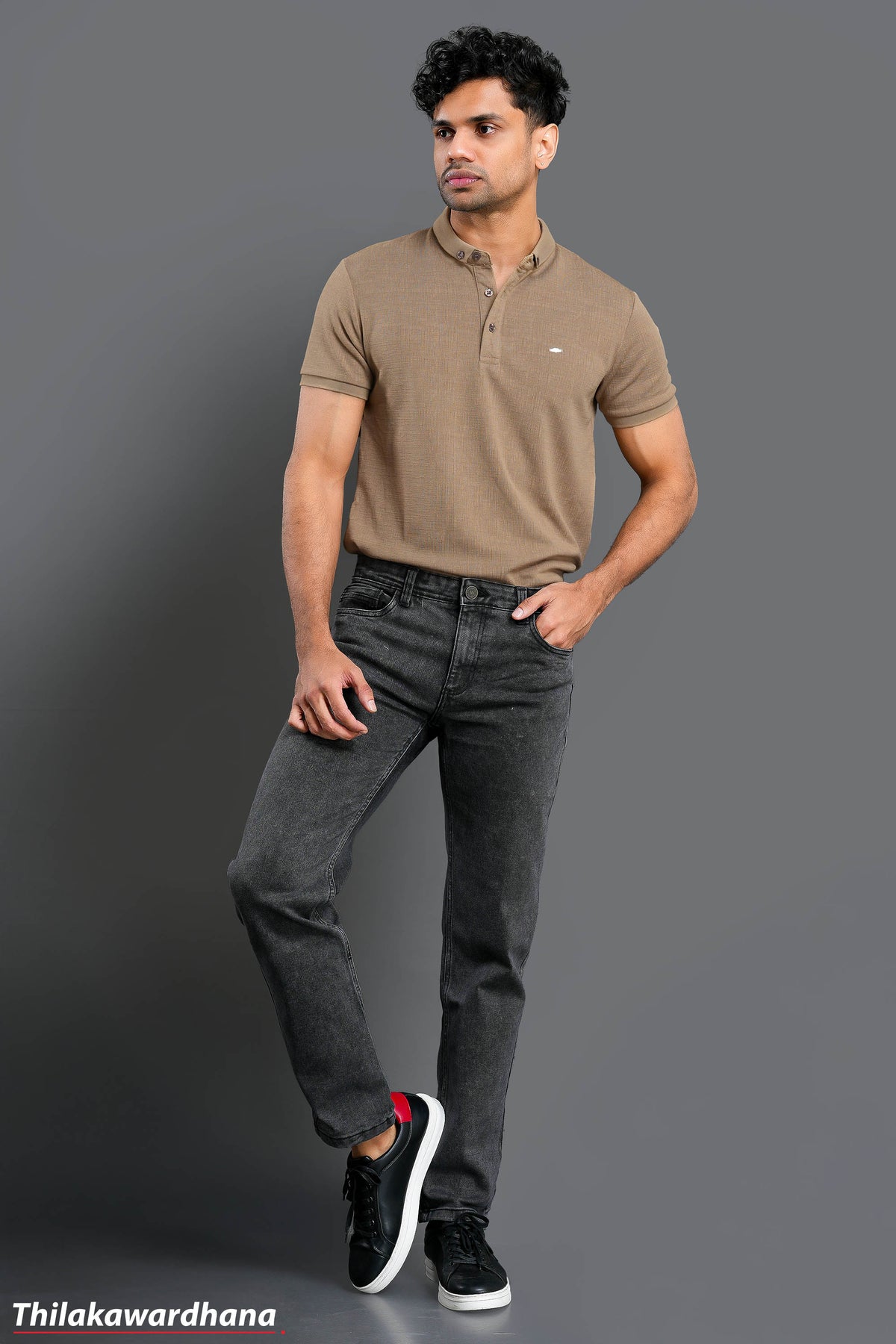 Men's Slim Fit Mid Washed Black Jean