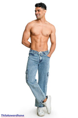 Ice Blue Washed Cargo Denim Jean