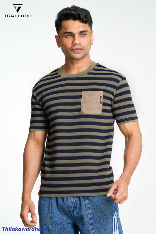 Trafford Urban Stripe Contrast Pocket T Shirt