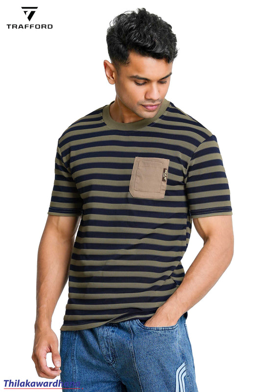Trafford Urban Stripe Contrast Pocket T Shirt