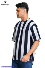 Trafford Vertical Stripe Dropped Shoulder T-Shirt