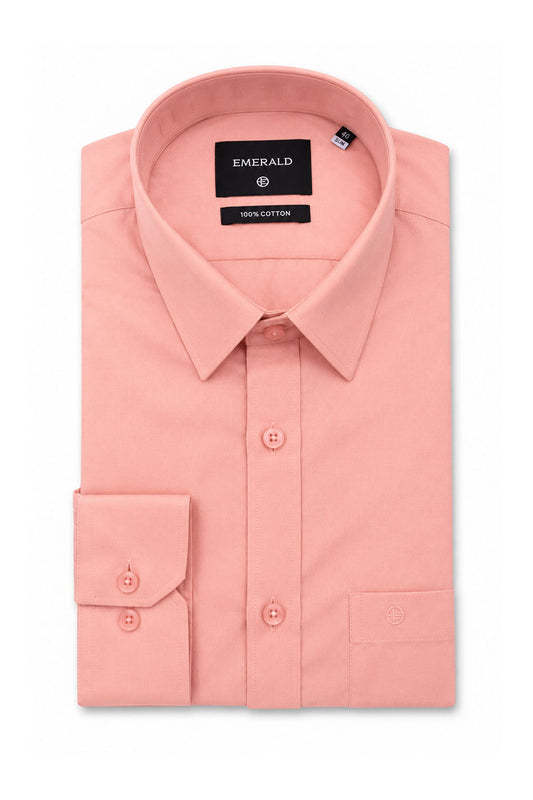 Emerald Formal Slim Fit Long Sleeve Shirt -Rose Pink