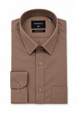 Emerald Formal Slim Fit Long Sleeve Shirt - Brown