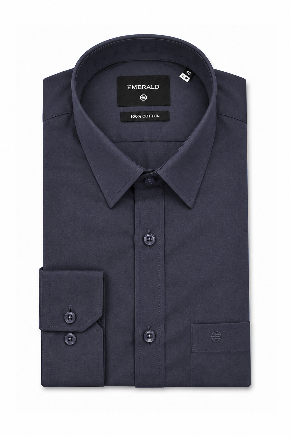 Emerald Formal Slim Fit Long Sleeve Shirt - Blue Gray