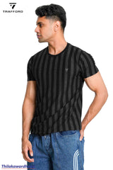Dodge Striped Cred Neck T Shirt