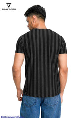 Dodge Striped Cred Neck T Shirt