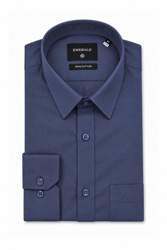 Emerald Formal Slim Fit Long Sleeve Shirt - Dark Denim