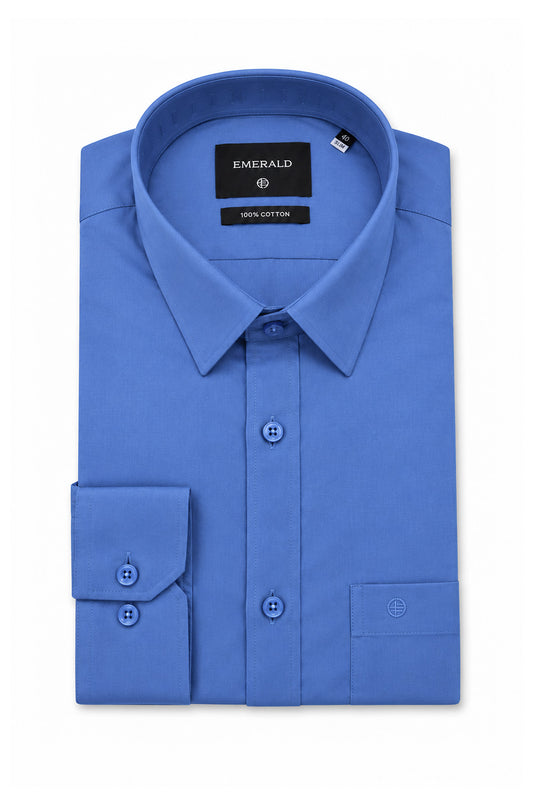 Emerald Formal Slim Fit Long Sleeve Shirt - Cosmic Blue