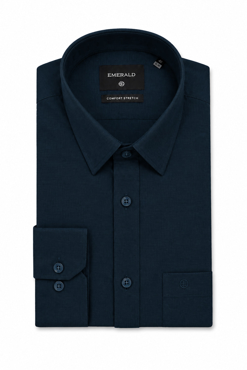 Emerald Formal Slim Fit Long Sleeve Shirt - Navy