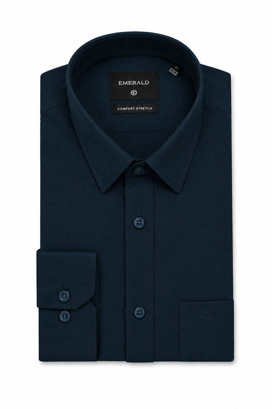 Emerald Formal Slim Fit Long Sleeve Shirt - Navy