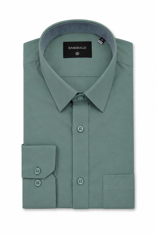 Emerald Formal Slim Fit Long Sleeve Shirt - Green Hedge
