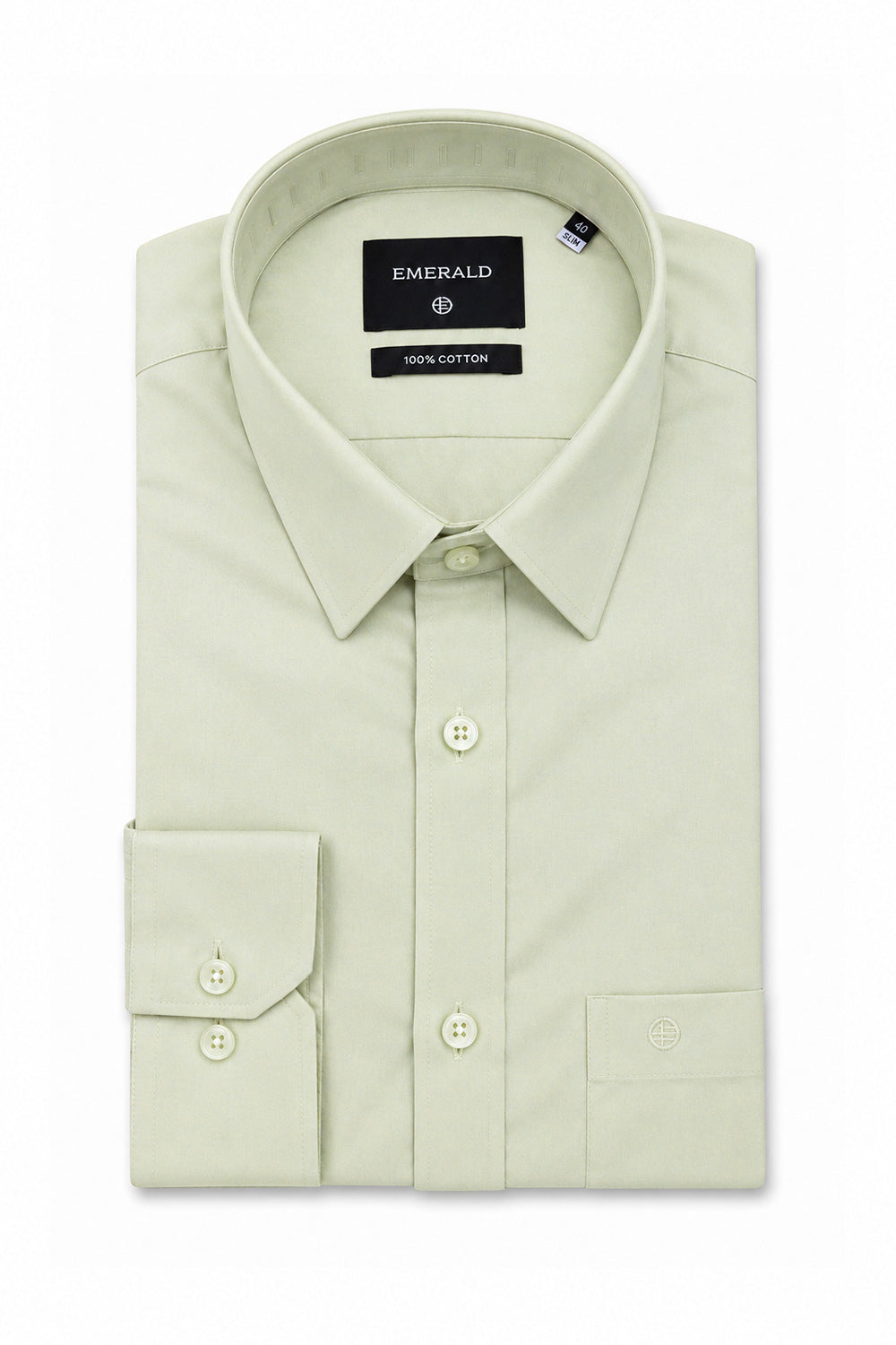 Emerald Formal Slim Fit Long Sleeve Shirt - Light Green