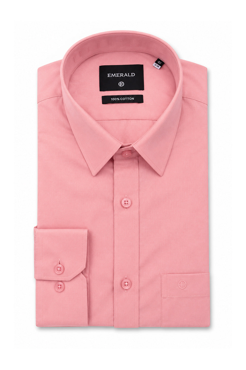Emerald Formal Slim Fit Long Sleeve Shirt - Rose Pink