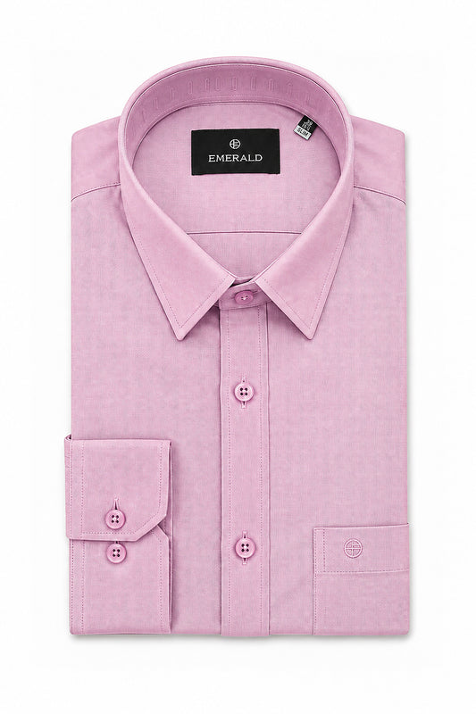 Emerald Formal Oxford Slim Fit Long Sleeve Shirt - Pink Nectar