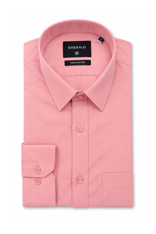 Emerald Formal Slim Fit Long Sleeve Shirt - Rose Pink
