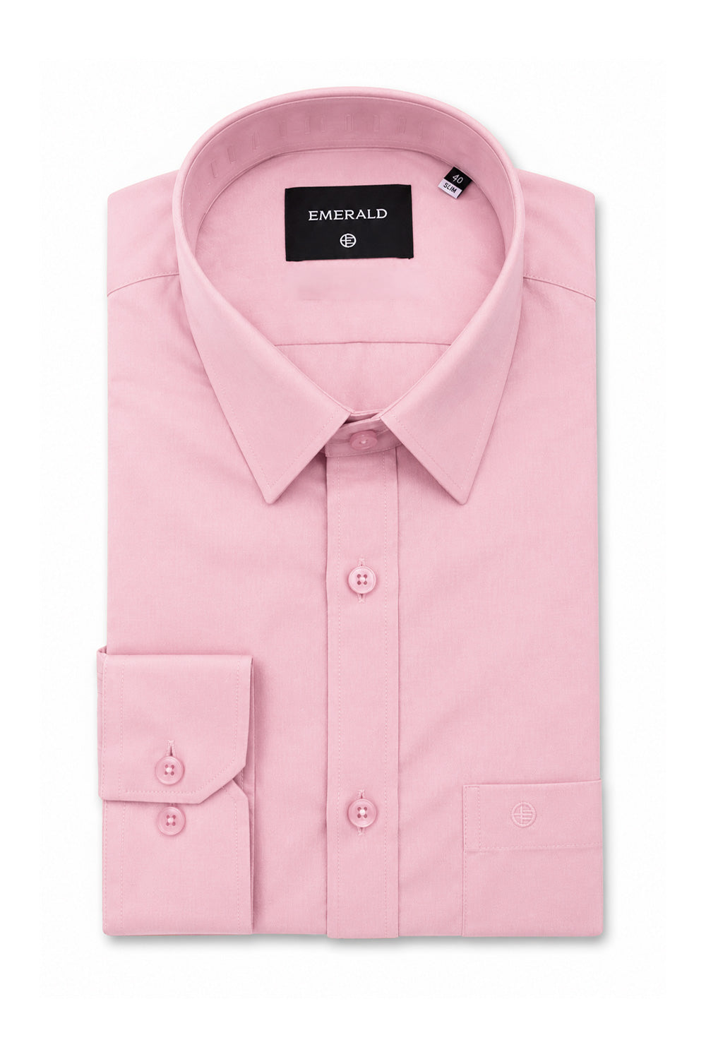 Emerald Formal Slim Fit Long Sleeve Shirt - Pink Lady