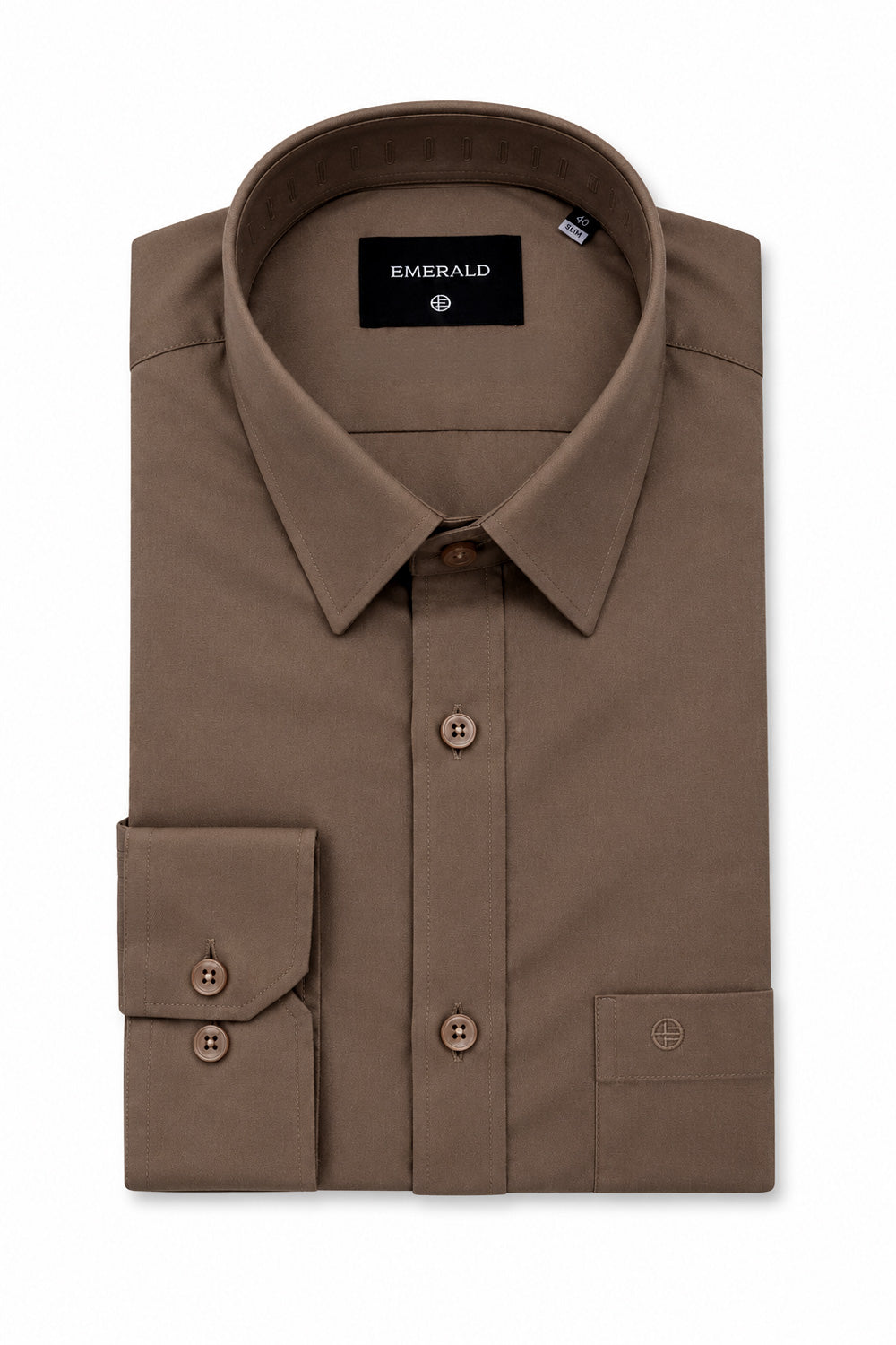 Emerald Formal Slim Fit Long Sleeve Shirt - Brown