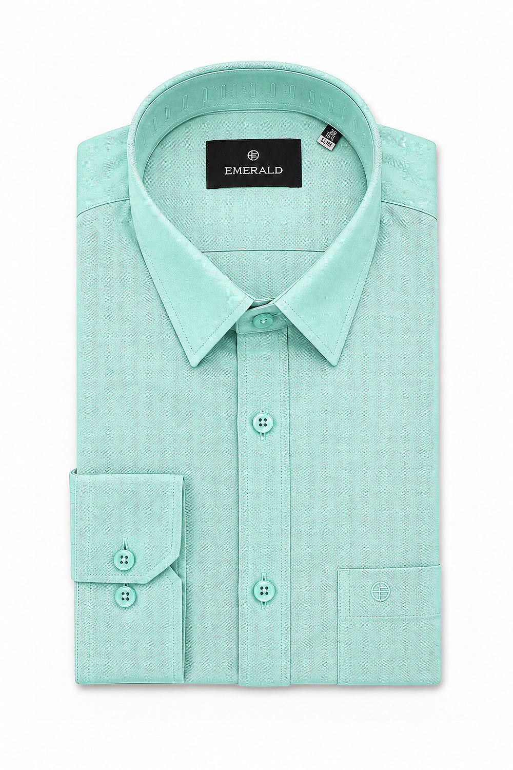 Emerald Formal Oxford Slim Fit Long Sleeve Shirt - Green Absin