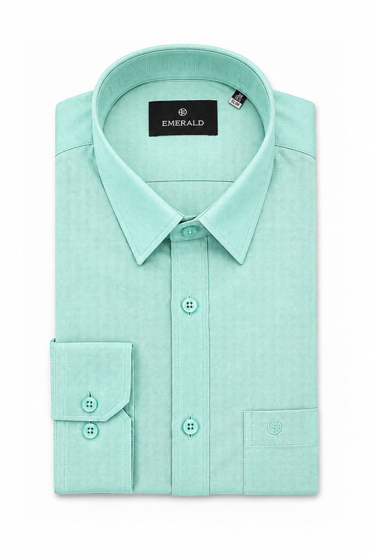 Emerald Formal Oxford Slim Fit Long Sleeve Shirt - Green Absin