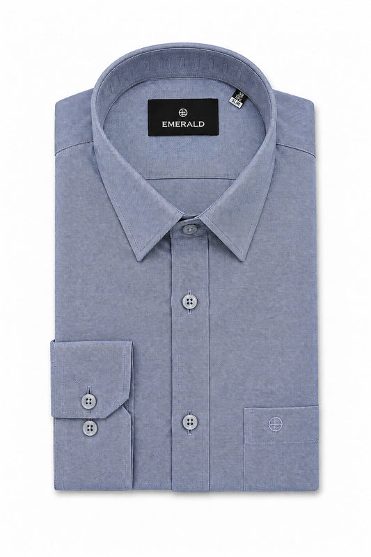Emerald Formal Oxford Slim Fit Long Sleeve Shirt - Blue China