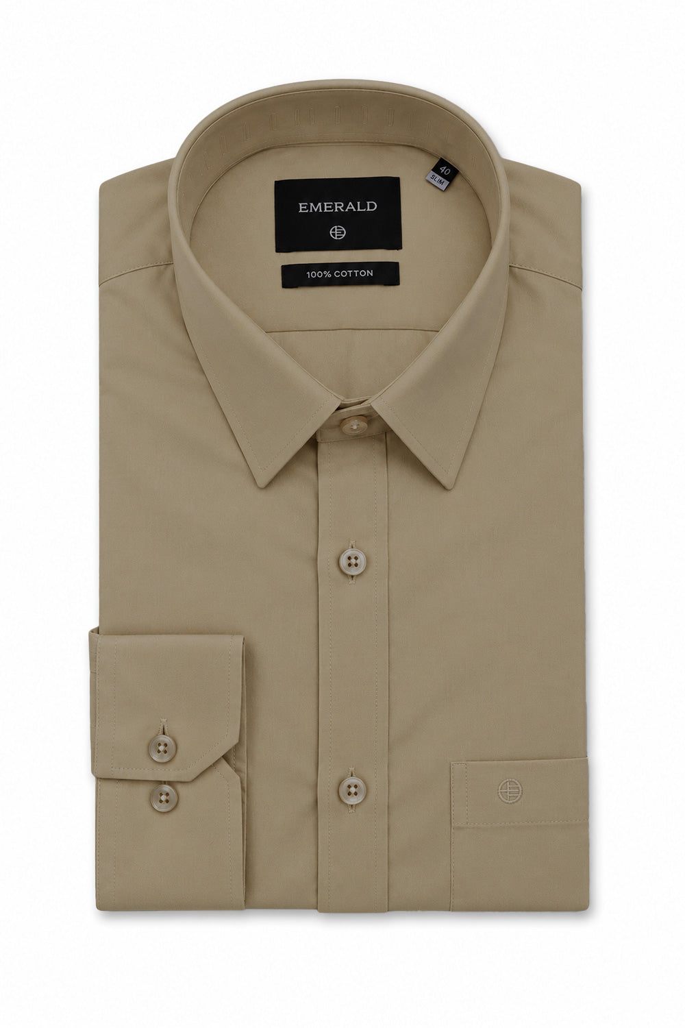 Emerald Formal Slim Fit Long Sleeve Shirt - Brown Brown