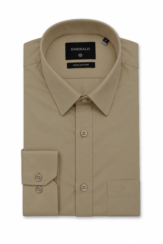 Emerald Formal Slim Fit Long Sleeve Shirt - Brown Brown
