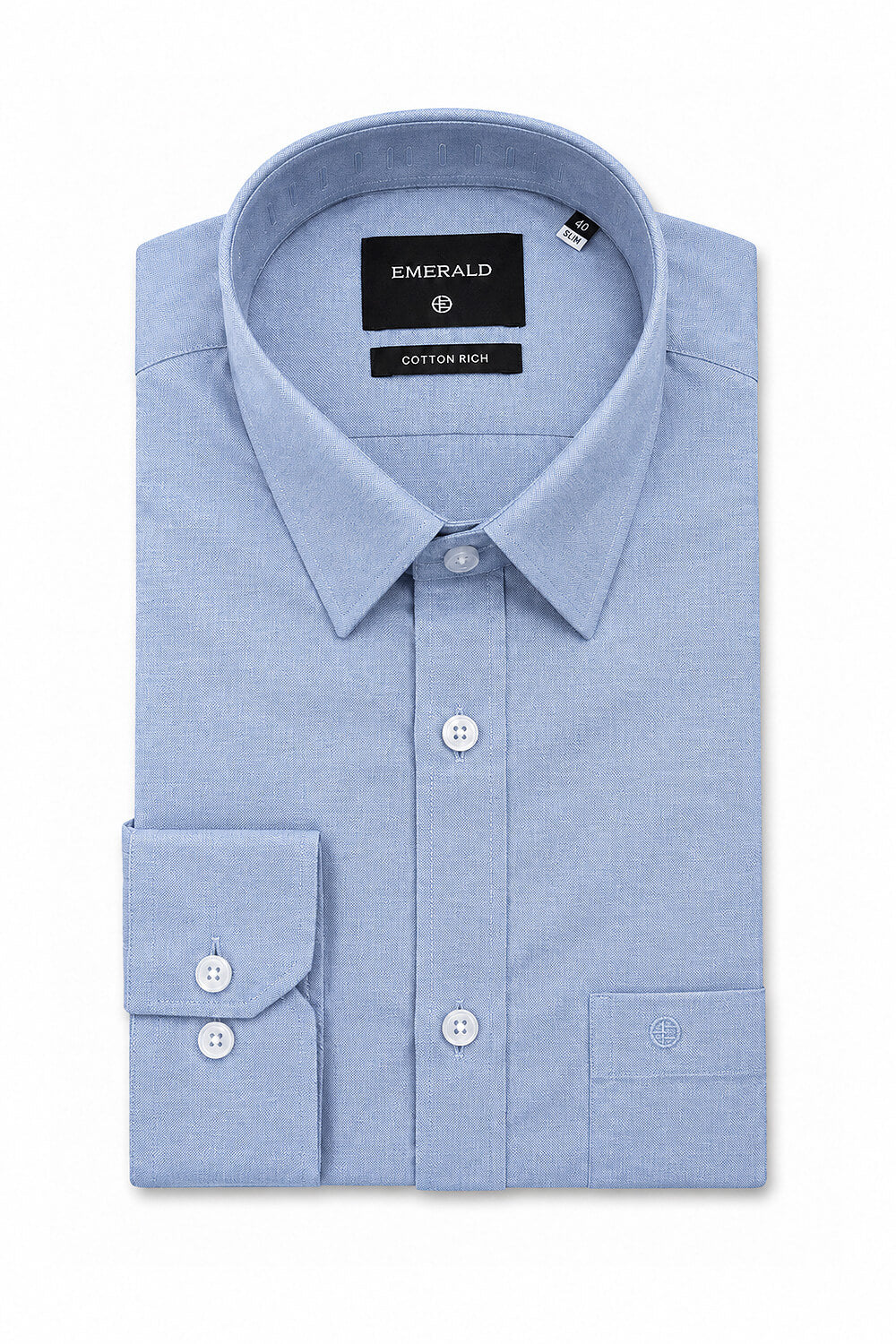 Emerald Formal Oxford Slim Fit Long Sleeve Shirt - Sky Way