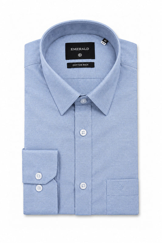 Emerald Formal Oxford Slim Fit Long Sleeve Shirt - Sky Way