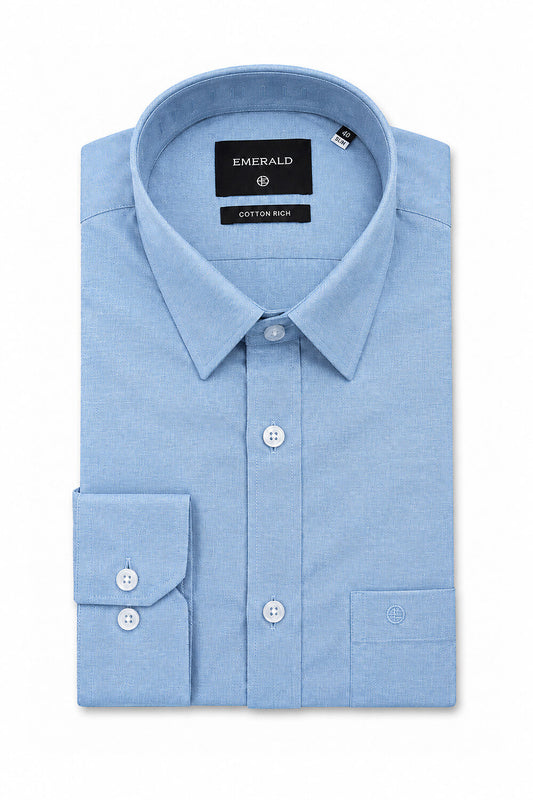 Emerald Formal Oxford Slim Fit Long Sleeve Shirt - Blue Blue