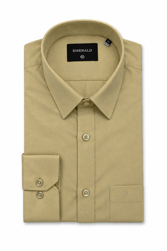 Emerald Formal Slim Fit Long Sleeve Shirt - Yellow Jojoba