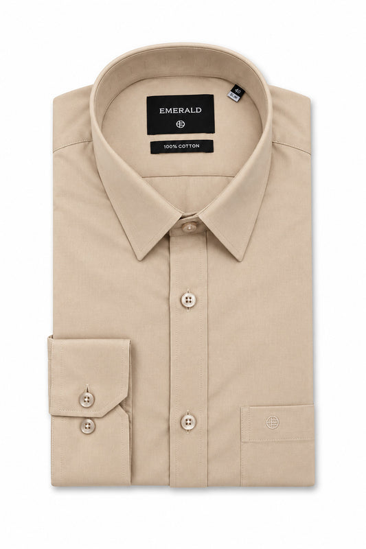 Emerald Formal Slim Fit Long Sleeve Shirt - Seal Brown