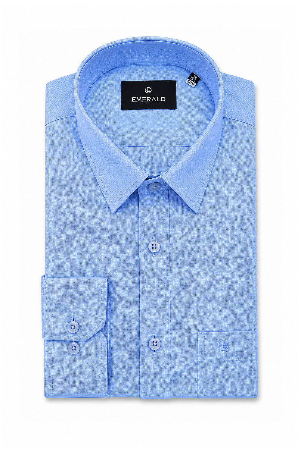 Emerald Formal Oxford Slim Fit Long Sleeve Shirt - Blue Marina