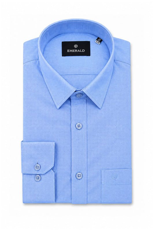 Emerald Formal Oxford Slim Fit Long Sleeve Shirt - Blue Marina